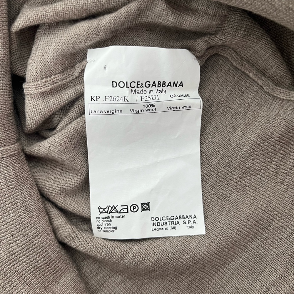 Dolce & Gabbana 100% Virgin Wool Beige Turtleneck Sweater With Ruffles Size 6 - Picture 7 of 8